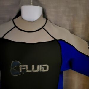Fluid WetsuitMens XLARGE Shortie Swimsuit Black Blue Yellow Used Condition